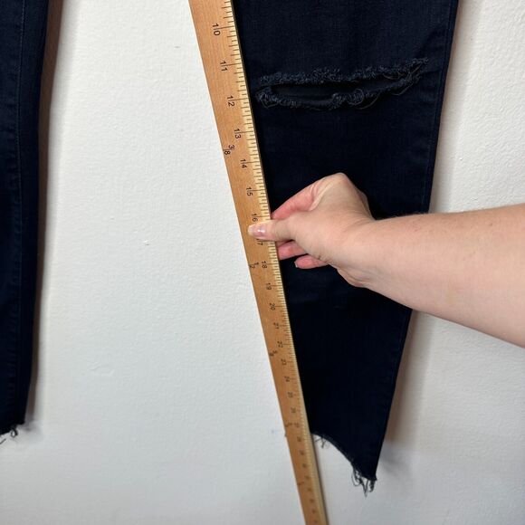 J Brand Crop Raw Hem Mid Rise Super Skinny Dark Blue Mercy Distressed Jeans 27 - Picture 7 of 14